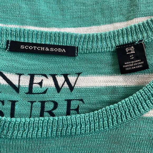 Scotch & Soda Green Stripe Crew Mens Sweater Preppy Nautical Seaside Sporty Prep - Picture 5 of 7